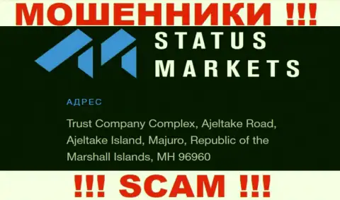 За слив людей мошенникам StatusMarkets Com точно ничего не будет, т.к. они осели в оффшорной зоне: Trust Company Complex, Ajeltake Road, Ajeltake Island, Majuro, Republic of the Marshall Islands, MH 96960