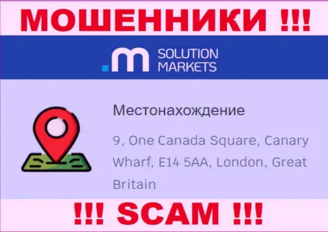 На сайте Solution Markets нет честной информации о местонахождении конторы это МОШЕННИКИ !!!
