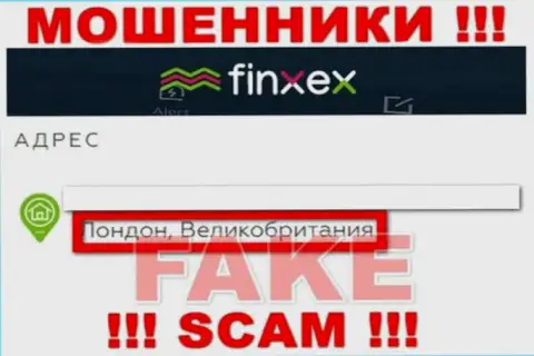 Finxex Com решили не распространяться о своем реальном адресе регистрации