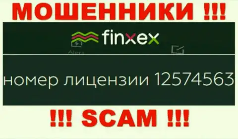 Finxex скрывают свою мошенническую сущность, размещая у себя на онлайн-сервисе лицензию