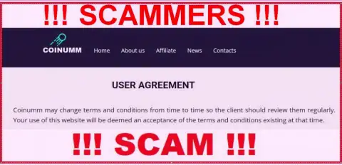 Coinumm Fraudsters can change their client agreement at any time
