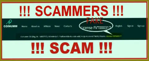 Coinumm Com thiefs do not have a license - caution