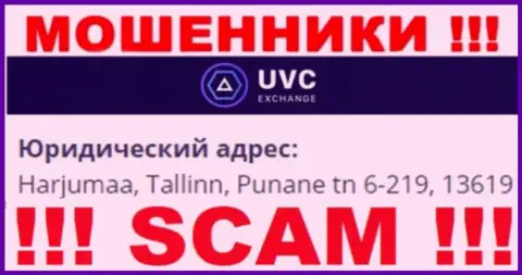 UVCExchange - это незаконно действующая контора, которая отсиживается в офшорной зоне по адресу Harjumaa, Tallinn, Punane tn 6-219, 13619
