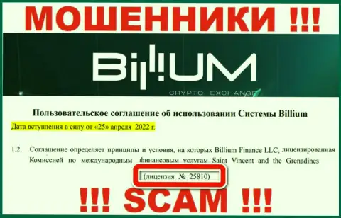Вы не сумеете вернуть назад денежные активы с конторы Billium Finance LLC, показанная на онлайн-ресурсе лицензия на осуществление деятельности в этом случае не сможет помочь