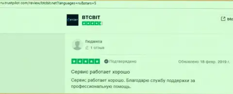 Еще ряд отзывов о услугах обменки БТЦ Бит с сайта ru trustpilot com