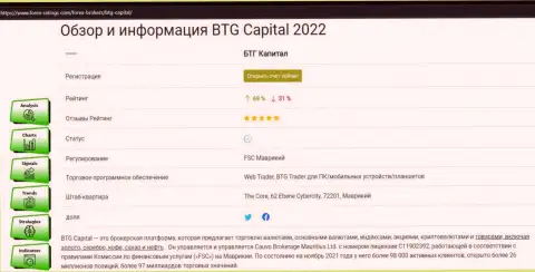 Информация о брокере BTG Capital в обзоре на онлайн-ресурсе forex-ratings com