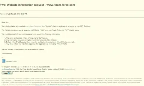 Мошенники из Finam Ltd продолжают писать свои глупости про блокировку странички с отзывами
