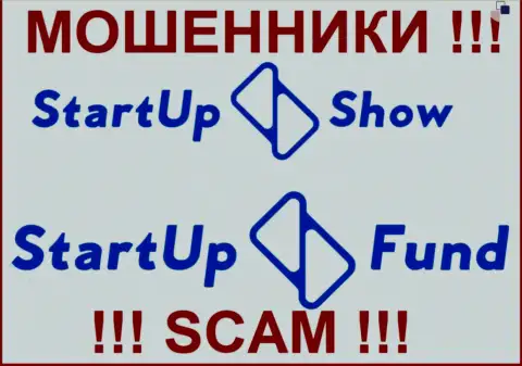 Схожесть логотипов незаконно действующих контор StarTupShow Ltd и StarTup Fund очевидно